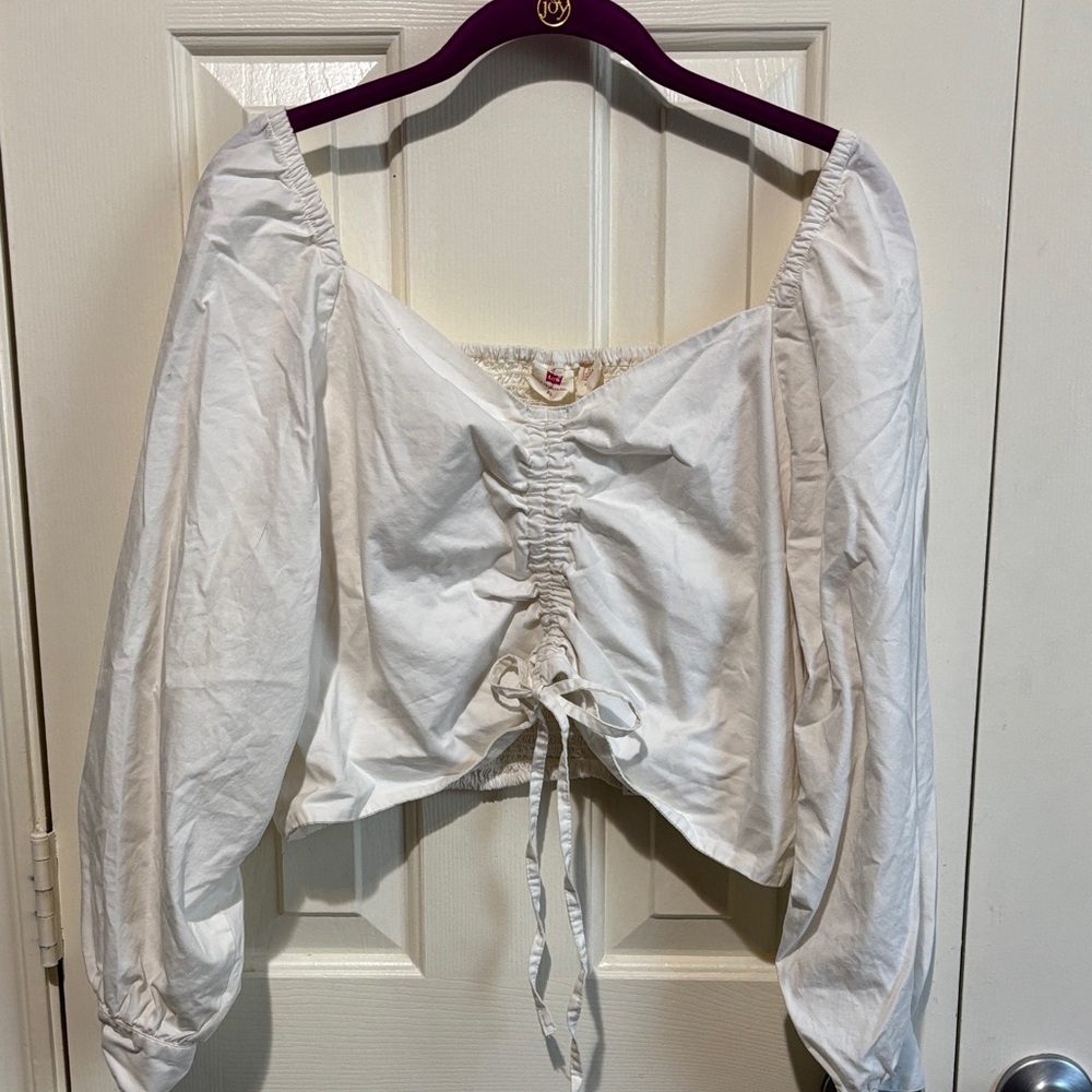 Levi's White Ruched Crop Top Boho Hippie Top